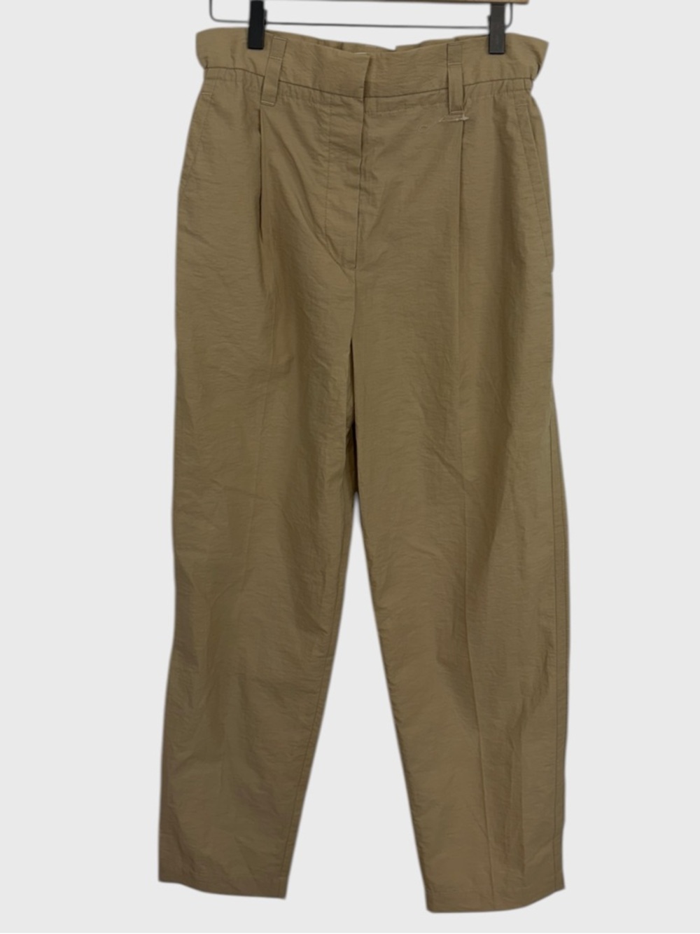 Brunello Cuccinelli NWOT Tan Lightweight Cotton Blend Paper Bag Pants US Size 6